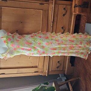 Victoria Secret Vintage Y2k Floral Sheer Ruffle Maxi Tank Slip Dress Size S